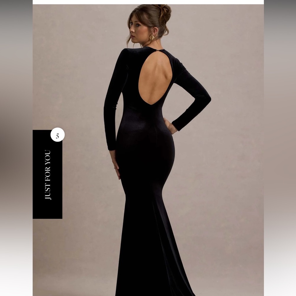 Sophisticated Black Backless Evening Dress